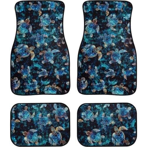 Ocean Sea Turtle Pattern Premium Full Set Carpet Car Mats Floor Car Mats For SUV Sedan Truck Van Non Slip Rubber Automotive