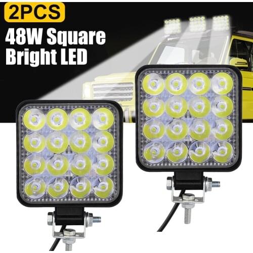 SALE 2Pcs 48W Square Bright LED Spotlight Work Light Car SUV Truck Driving Fog Lamp for Car Repairing Camping Hiking Fishing CSV
