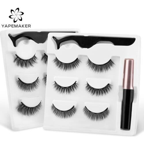 YAPEMAKER Magnetic Eyelashes False Eyelashes 3D Mink Lashes Natural Handmade Soft Fake Lashes Makeup Eyelash Extension