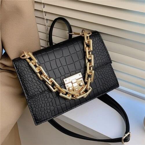 Fashion Gold Chain Stone Handbags Women Crossbody Bags 2021 New Brand Design Female Purses Ladies Messenger Shoulder Bags