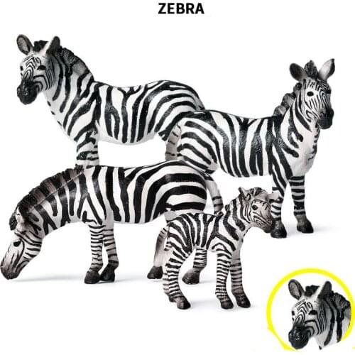 New Styles Original Wild Animals World Zebra Famliy Model Action Figurines Miniature Collection Toy For Kids