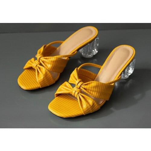 2020 New Design Clear Heels Women Slipper Ladies Block High Heel Sandal Open Toe Slip On Summer Outdoor Slides Flip Flop Shoes