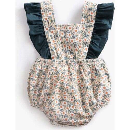0-3T Newborn Baby Girls Clothes Ruffle Cotton Rompers Girl Clothing Spring Summer Backcross Jumpsuits Floral Outfits Sunsuit