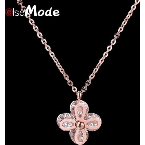 ELSEMODE Top Brand Quality 2 Layer Flower CZ Stone Love Pendant Necklace For Women Colar Choker Fashion Brand Jewelry N56