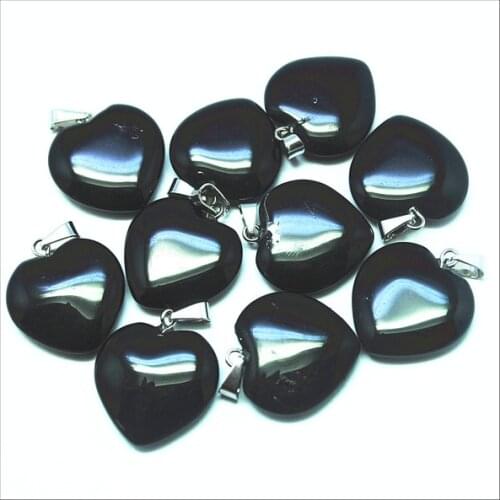 5pcs Nature Black Onyx Agate Stone Pendants Heart Shapes Size 20mm Lapis Lazuli Laboradorite Carnelian