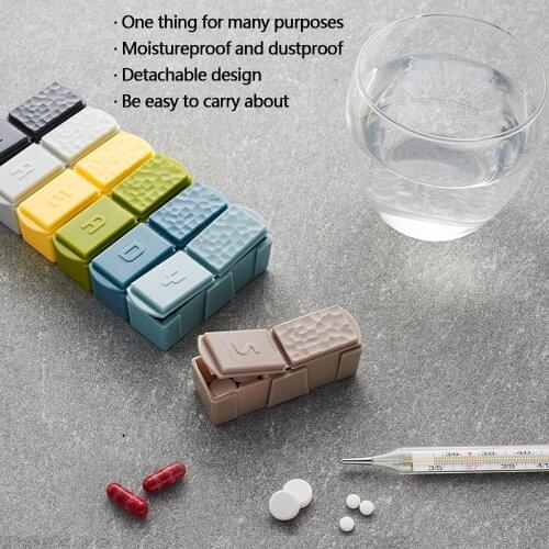 Mixed Colors 7 Pcs Suit Carry Small Containers With Lid Dispensed Drugs Box Packed Plastic Storage Container Portable Pillbox