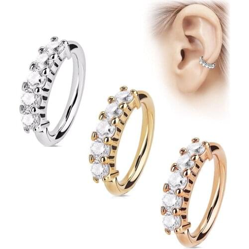 1PC Round Zircon Hoop Cartilage Earring Nose Hoop Helix Cartilage Earring Ear Trague Cartilage Earring Tragus Ring Ear Piercing
