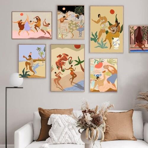 Modern Wall Art Abstract Women Dancing Vintage Painting Poster Wild Holiday Canvas Print Music And Dance Picture Home Decoration