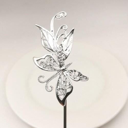 SIXTY TOWFISH 1 Piece DIY Hair Jewelry Retro Palace Headdress Hairpin Alloy Butterfly with Leaves 4 Holes Flower Hair Stick
