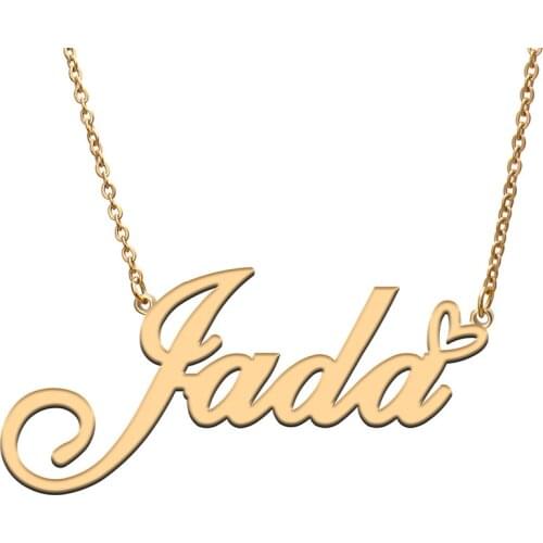 Love Heart Jada Name Necklace for Women Stainless Steel Gold & Silver Nameplate Pendant Femme Mother Child Girls Gift