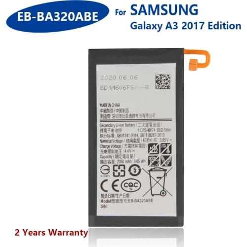 100% Genuine EB-BA320ABE Battery For Samsung GALAXY A3 2017 A320 2017 Edition 2350mAh Mobile Phone Batteries With Tracking Code