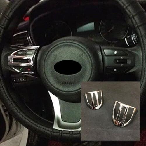 For KIA RIO K2 2017 2018 ABS Chrome Car Steering Wheel Switch Cover Interior Frame Button Car-styling accessories 2pcs