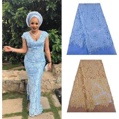 2018 African Lace Fabric 2018 High Quality Lace 3D Applique Embroidery Tulle French Lace Fabric With Beads For Wedding Lace 1316