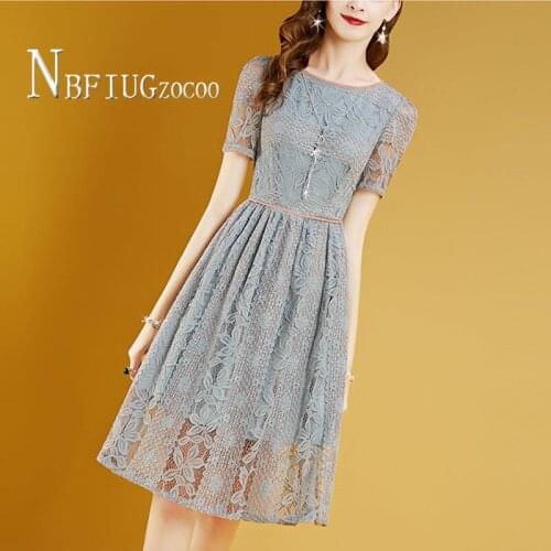 2020 Summer French Retro Lace Women Dress Temperament Slim Female Dresses