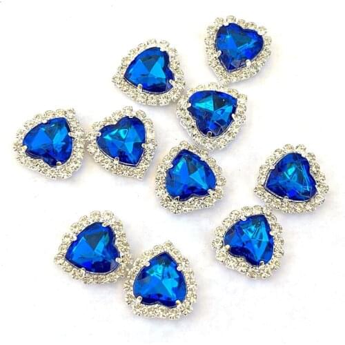 5pcs/lot 12*13mm Heart Shape Rhinestones Claw Sets Flatback Rhinestones Zircon Strass Crystal 8 Colors Nail Decorations VI-004