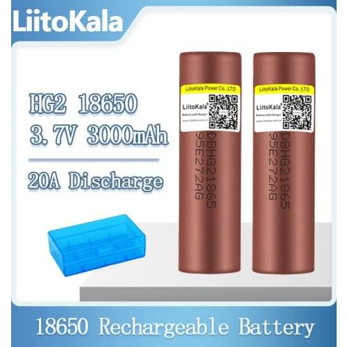 Liitokala 100% New HG2 18650 3000mAh Rechargeable battery 18650HG2 3.6V discharge 20A Max 35A Power batteries