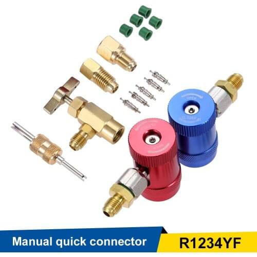 Car AC High/Low Side R1234YF Quick Couplers Adapters Conversion Kit W/ Manual Couplers R12 R22 to R134A Adapter Fitting Connetor