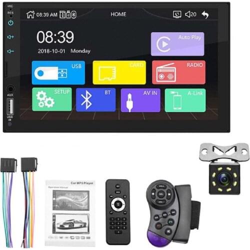 7" 2 Din Touch Screen Wireless Car Multimedia Player Bluetooth Car Radio Mp5 With Camera Remote Control Steering Wheel Control