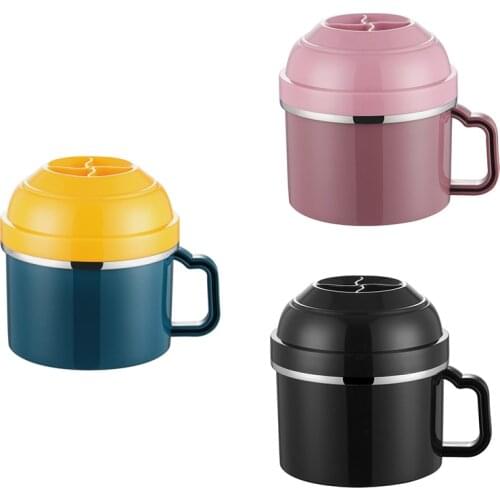 LBER 304 Stainless Steel Sealed Large Capacity Insulation with Spoon Fast Food Cup Student Lunch Box Double Insulation