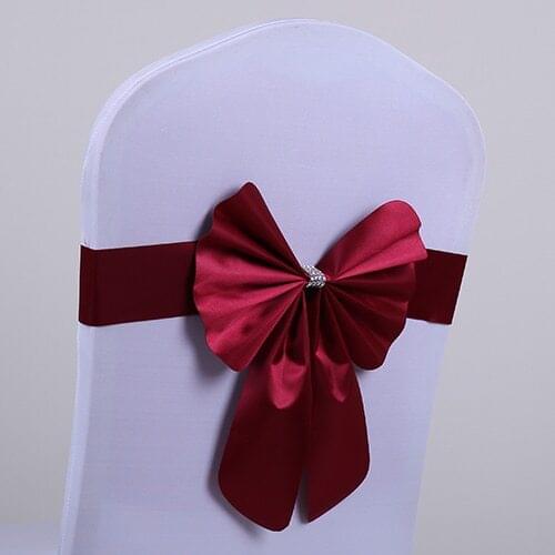 Big Discount with Top Quality!! 100pcs Burgundy Chair Sash& Chair Cover Bow For Wedding Free Shipping Factory Price MARIOUS
