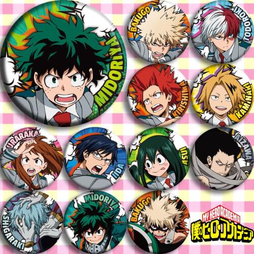 Brdwn My Hero Academia Midoriya Izuku Bakugou Katsuki Todoroki Shoto Kirishima Eijiro Kaminari Denki Cosplay Badge #AB