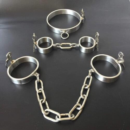 Hot sale Stainless Steel Handcuffs Ankle cuff Collar Wrist Heavy Duty Slave Restraint