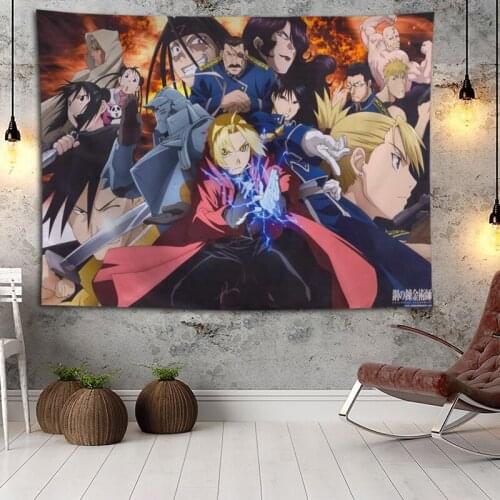 Hot Sale Custom Anime Fullmetal Alchemist Printed Tapestry Background Decorative Tapestry Various Sizes Wall Hanging Decor