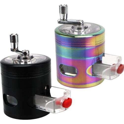 Spice Grinder Crusher Crank Pollinator Hand Cranked Clear Top Grinder 4 Layers Herb Grinder Smoke Crusher With Drawer