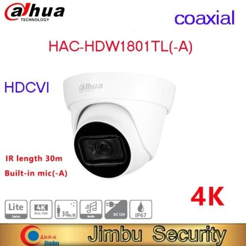 Dahua 8MP HAC-HDW1800TL-A 4K Real-time HDCVI IR Eyeball Camera Built-in mic IR30 CVI/CVBS/AHD/TVI switchable analog camera