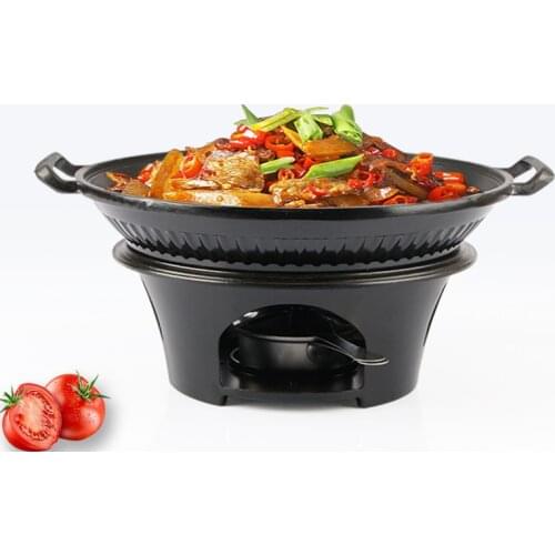 Solid liquid alcohol stove household small hot pot dry pot aluminum dry pot alcohol pot commercial flat bottom non stick dry pot