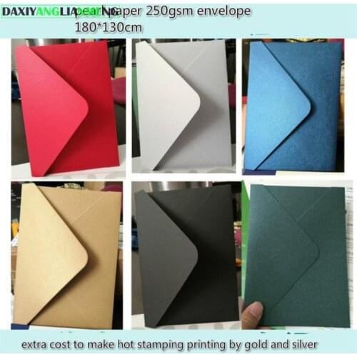 50pcs/lot size 180*130mm hard pearl paper envelope 250gsm greeting card cover wedding invitation card colors hot stamping DIY