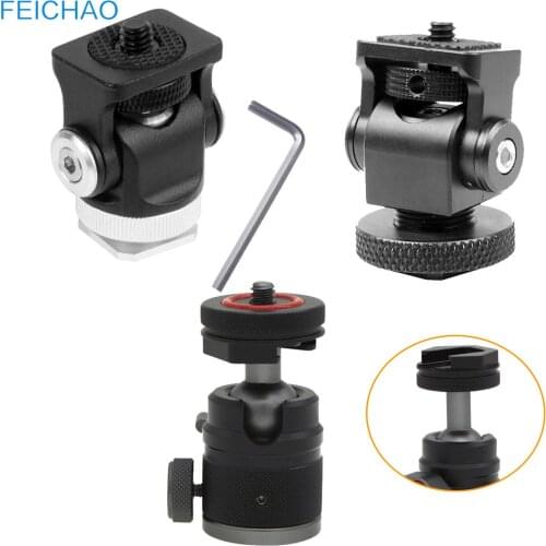 Hot Shoe Mount Mini Ball Head 360 Panoramic Monitor Holder Camera Gimbal 1/4'' for Tripod Light Flash Bracket Cold Shoe Adapter