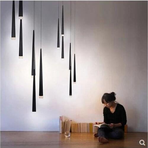 L Duplex modern minimalist creative personality rotating villa long cone conical staircase chandelier