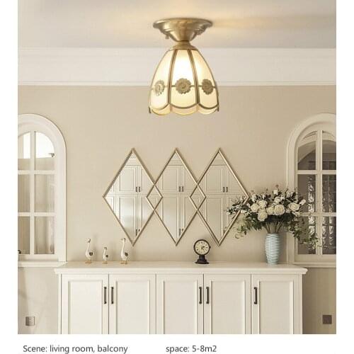 European style copper corridor lamp simple modern corridor lamp bedroom hall balcony porch lamp cloakroom small ceiling lamp