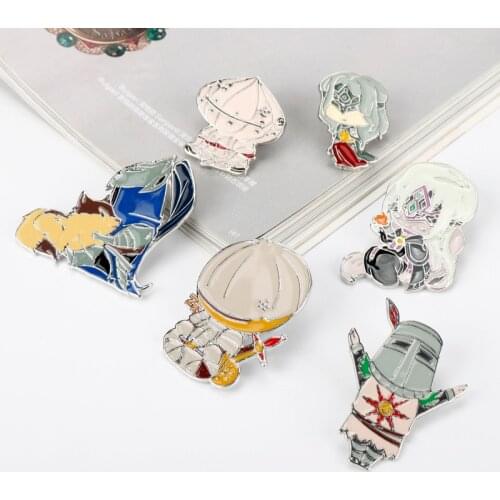 Cartoon Dark Soul 3 Brooch Enamel Badge Pins Onion Knight Solaire of Astora ARTORIAS Character Brooches Cosplay Game Jewelry