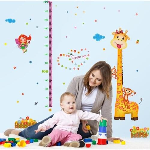 Cartoon animal Giraffe height measurement wall sticker Vinyl DIY wall decals For Childrens room kindergarten decor sticker