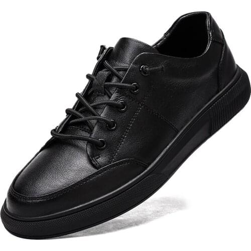 Men Genuine Leather Loafers Shoes Casual Leather Shoes Men Flats Walking Lace-Up Man Footwear Fashion Sneakers Men Shoes
