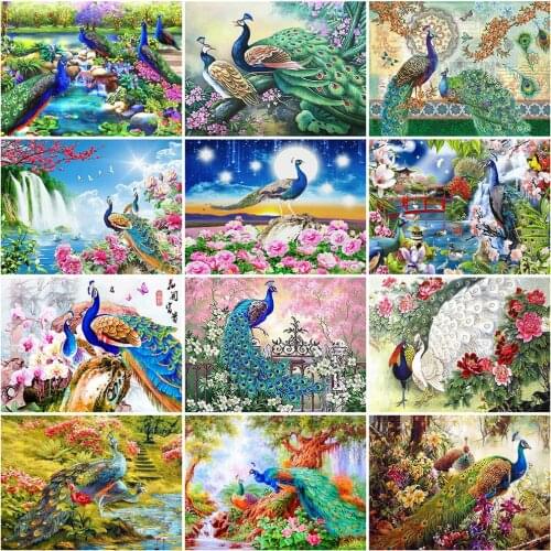HUACAN 5D Diamond Painting Peacock Craft Kit Sale Diamond Embroidery Animal Full Square Round Cross Stitch Needlework Wall Art