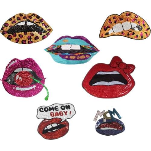 50pcs/Lot Embroidery Patches Letters Clothing Decoration Accessories Lips Alternative Diy Iron Heat Transfer Applique