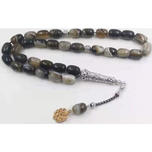 Tasbih Natural Brown agates stone Big size misbaha Men prayer beads rosary Muslim 33 rosary bead islamic Eid gift