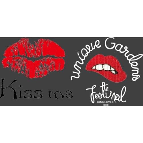 New 2019 Red Lip Kiss Ironing on Heat Transfer Printing Patches Stickers Washable for Clothes T-shirts DIY Appliques Patches