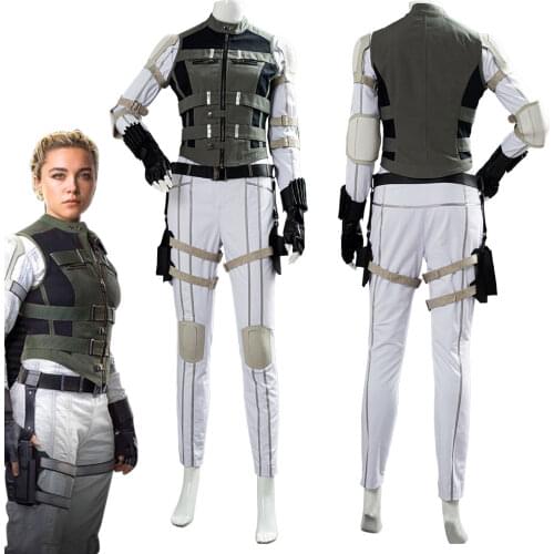 2021 new Costume Yelena Belova Cosplay White Jumpsuit Best Outfits Natasha Romanoff White Bodysuit Uniform Suit
