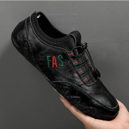 New Mens Outdoor Sport Sneakers Genuine Leather High Qulaity Slip-on Softy Luxury Shoes for Men Moccasins Walking Driving Shoes