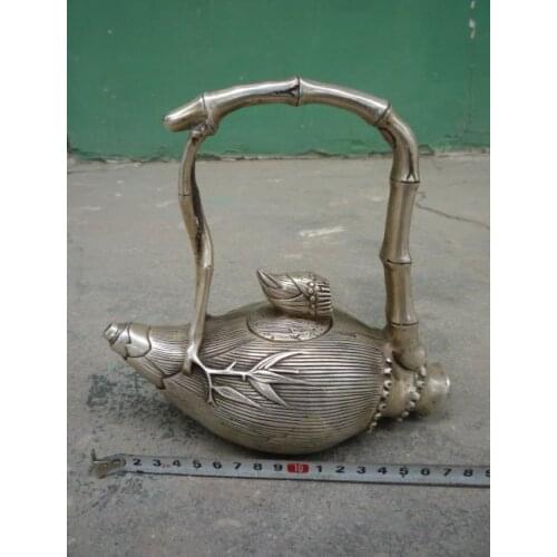 Very rare Qing Dynasty (QianLong1711-1799)silver Flagon/Teapot,with mark,Decoration,Free shipping