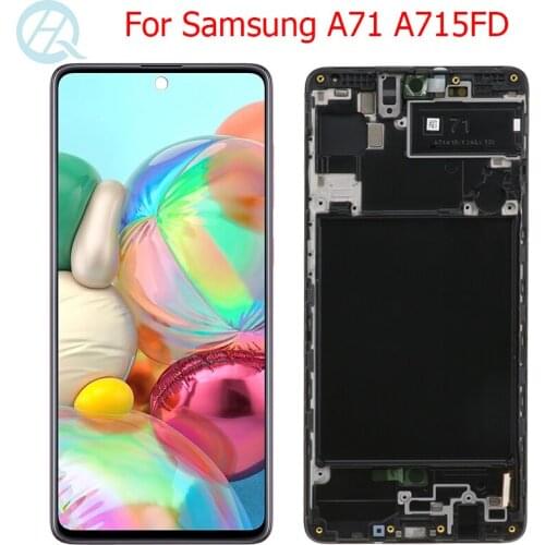 Original A715F LCD For Samsung Galaxy A71 Display With Frame 6.7" AMOLED A71 SM-A715FD A715F LCD Touch Screen Assembly