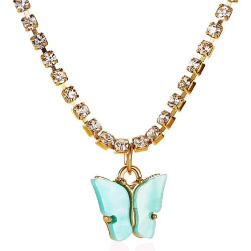 Butterfly Necklace Crystal Chain Butterfly Pendant Necklace For Women Necklaces & Pendants Clavicle Chain Necklace Jewelry A136