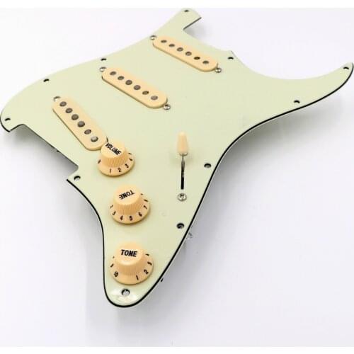Prewired mint green ST Guitar Pickguard Assembly With Vintage DS53 Alnico guitar pickups in white and black colors