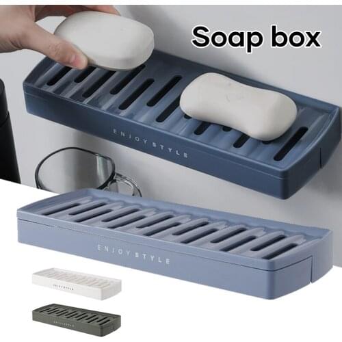 Punch-free Drainage Fast Drying Clear distributeur savon Anti-Moisture Soap Holder Box Stand for Bathroom and Shower XH8Z