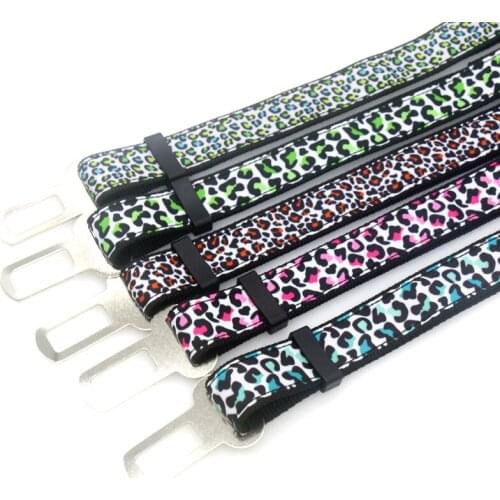 DHK 1'' 25mm Dog Seat Belt Zebra Leopard Pattern Personalized High Quality Ribbons Adjustable Dog Car Seat Belts S1616