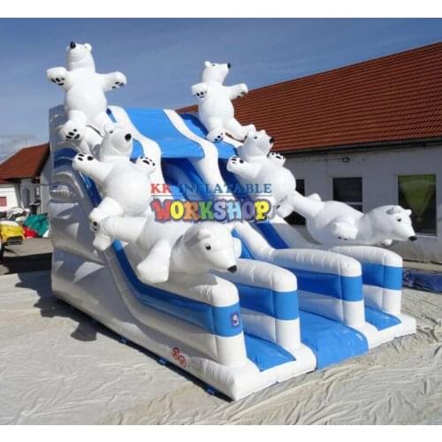 Christmas Slide Polar Bears inflatable mega slide, white slip n slide inflatable ,gonflable inflatable dry slide